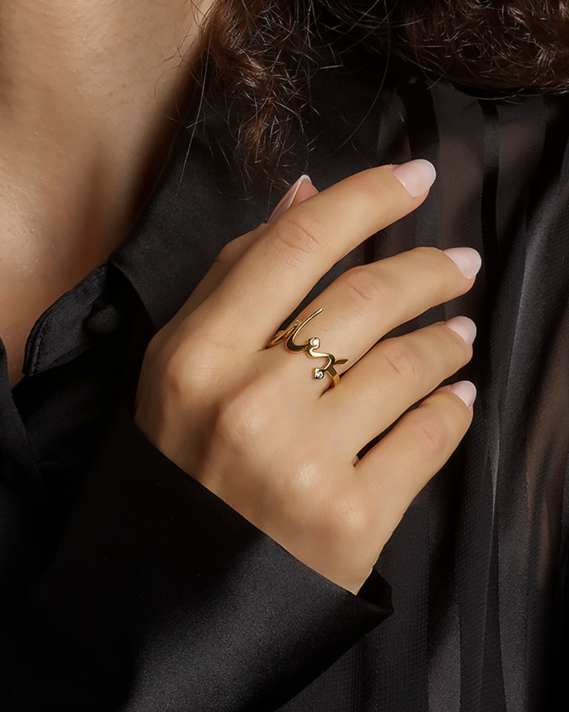 Custom Calligraphy Gold Ring