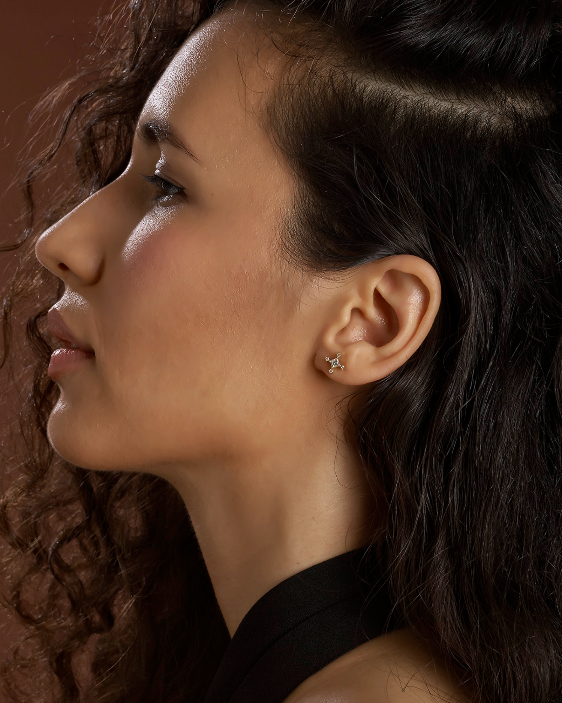 Diamond Cross Stud Earrings