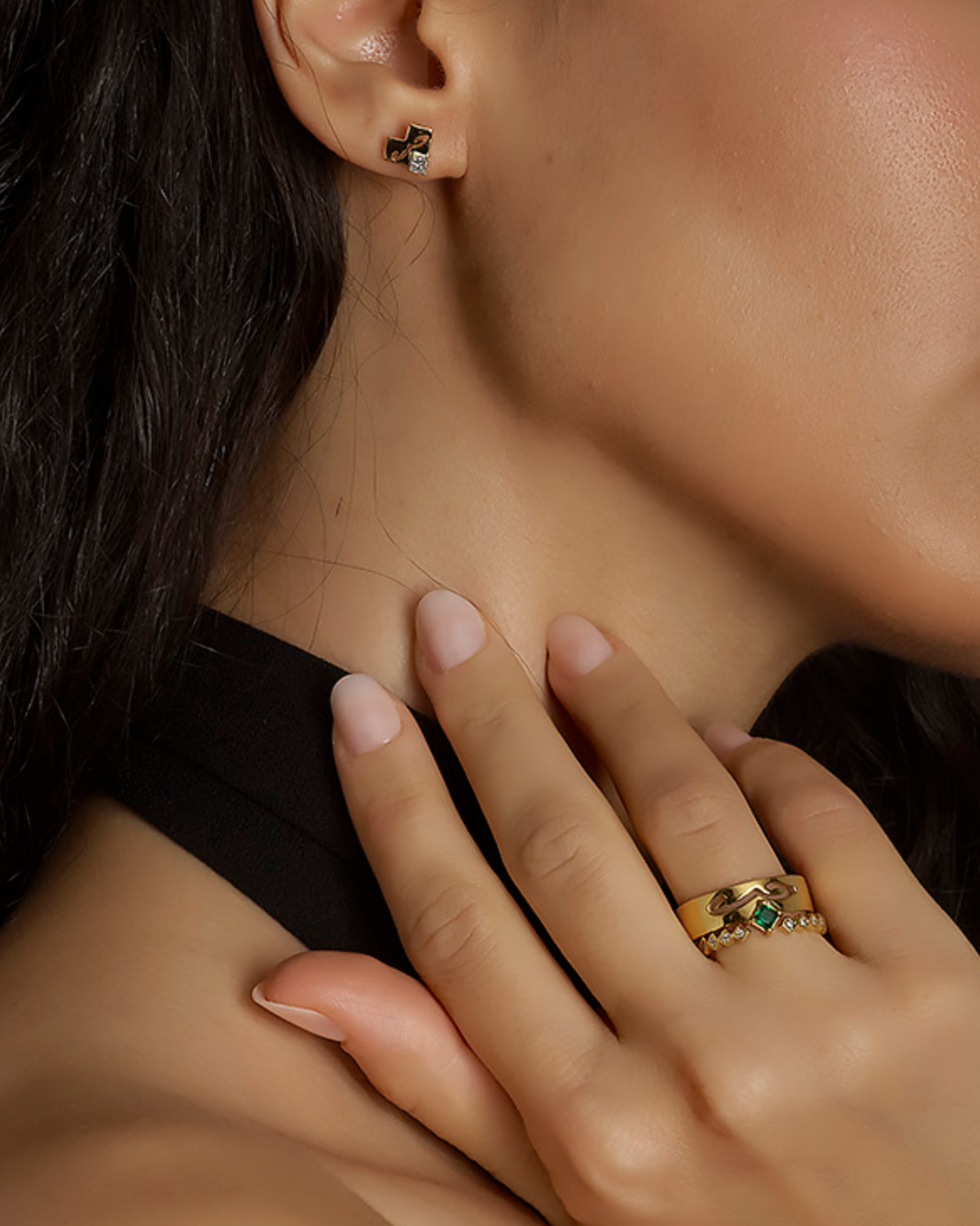 Hubb/Love Emerald Stacked Ring Set