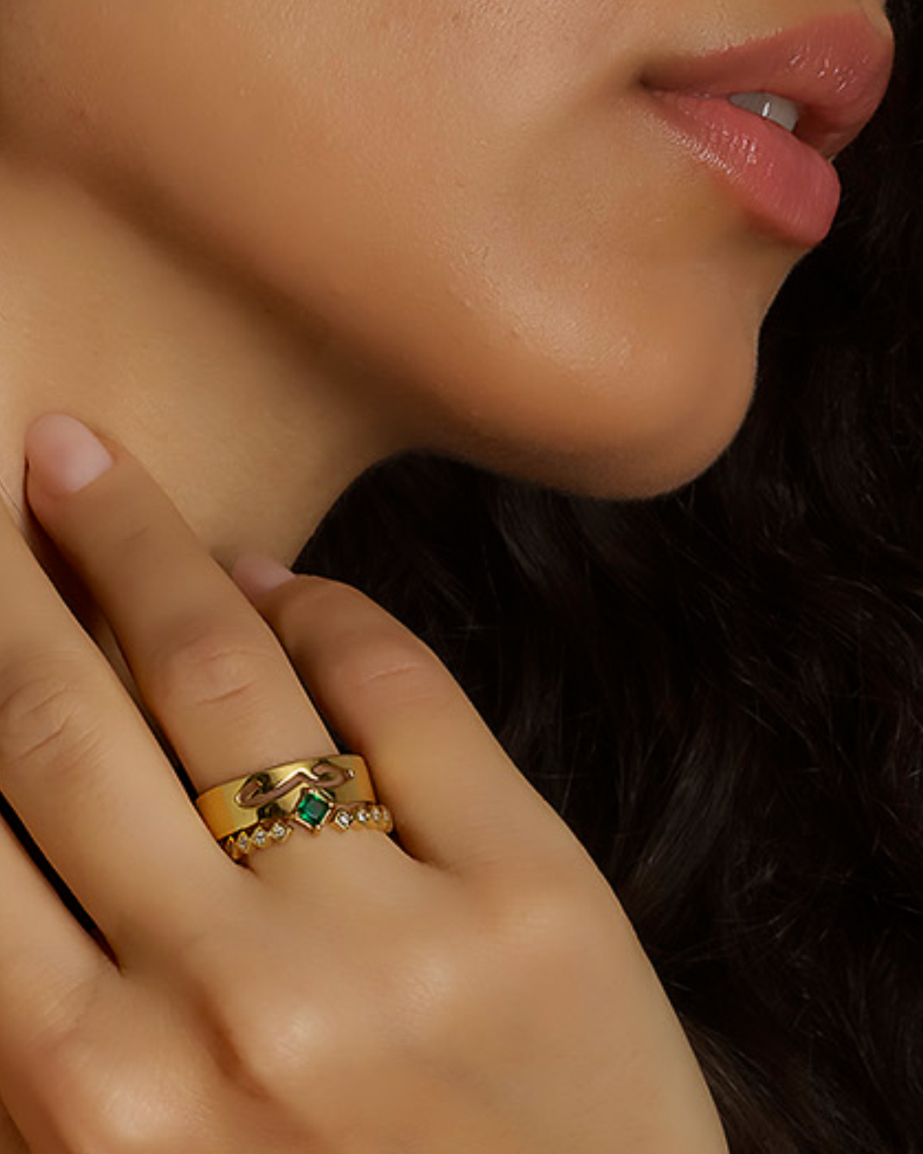 Hubb/Love Emerald Stacked Ring Set