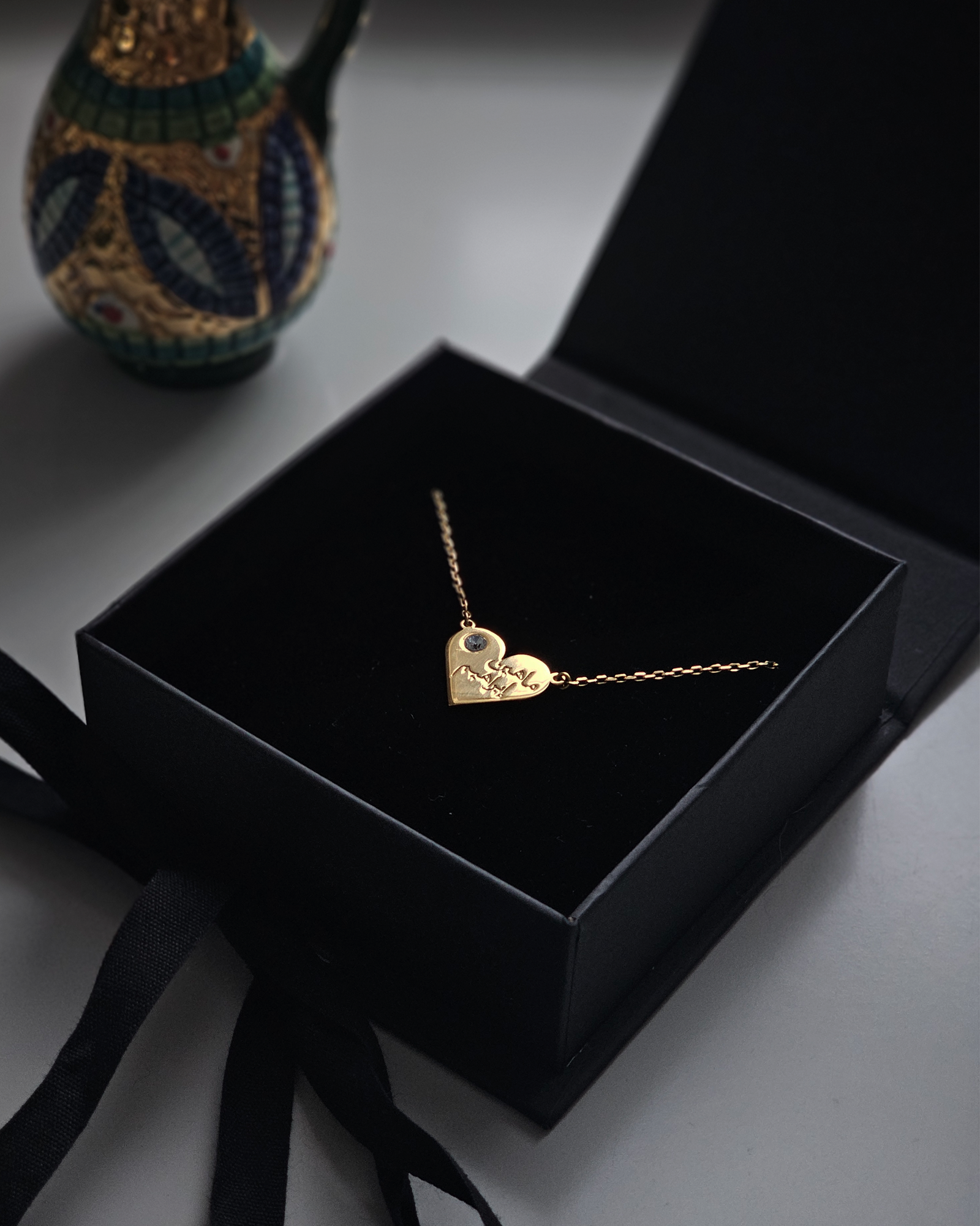 Personalized Heart Pendant with Engraved Arabic Names