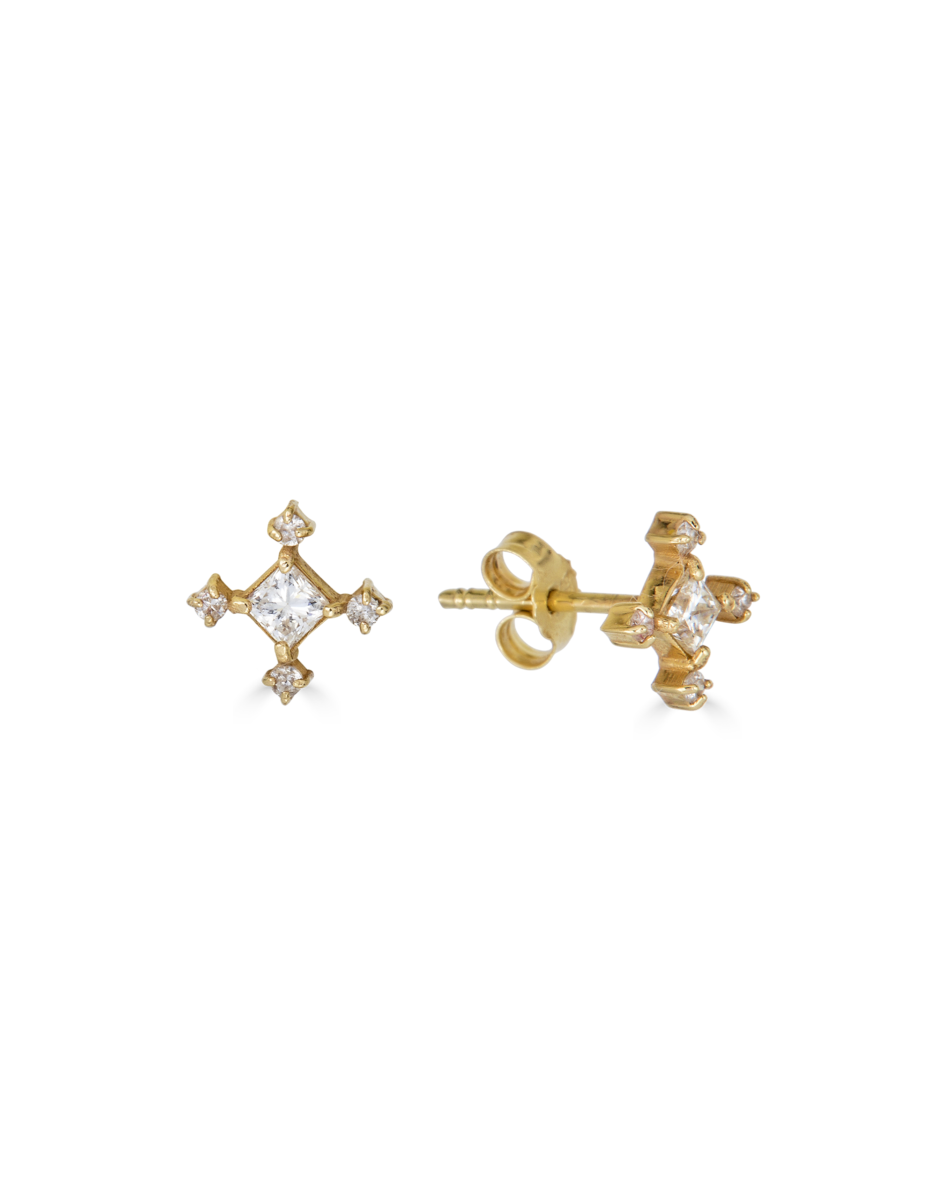 Diamond Cross Stud Earrings