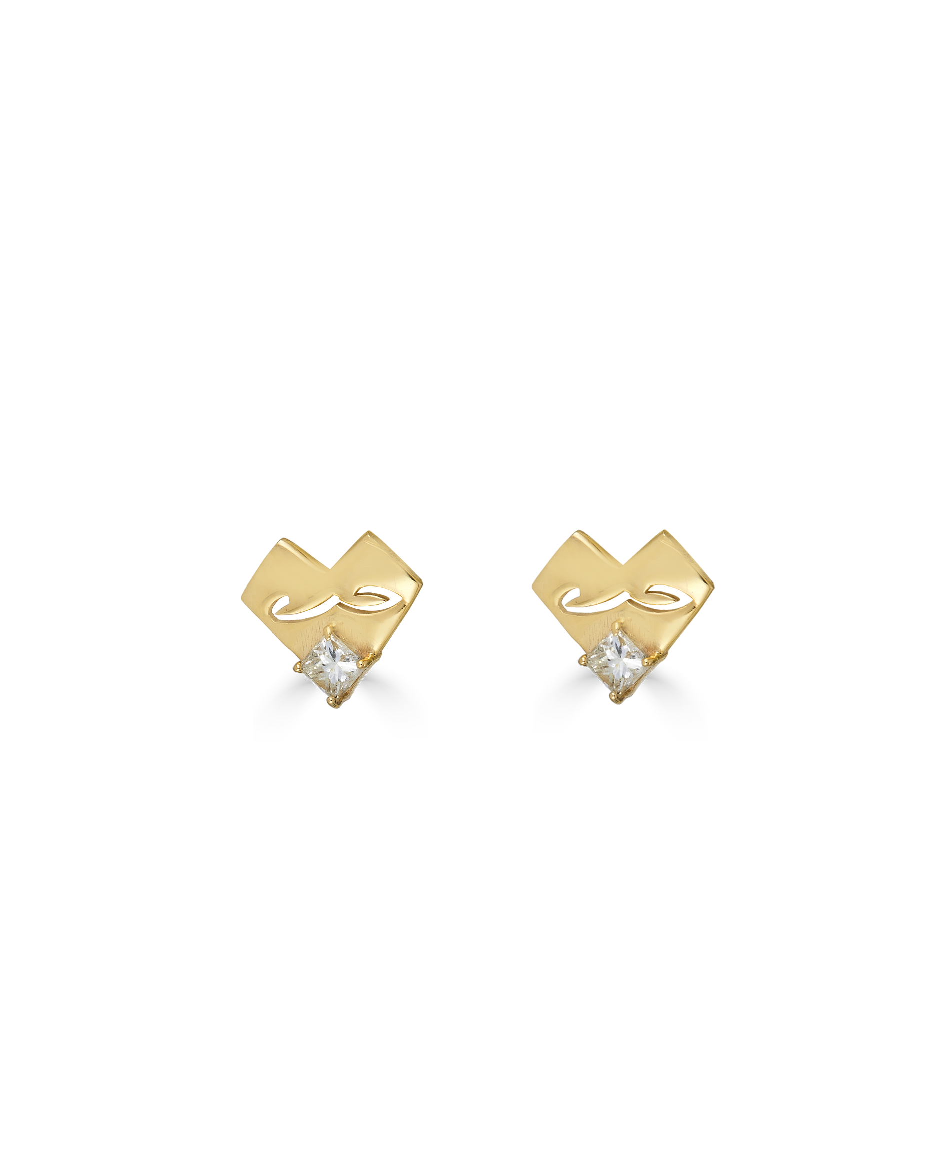 Hubb/Love Diamond Heart Stud Earrings