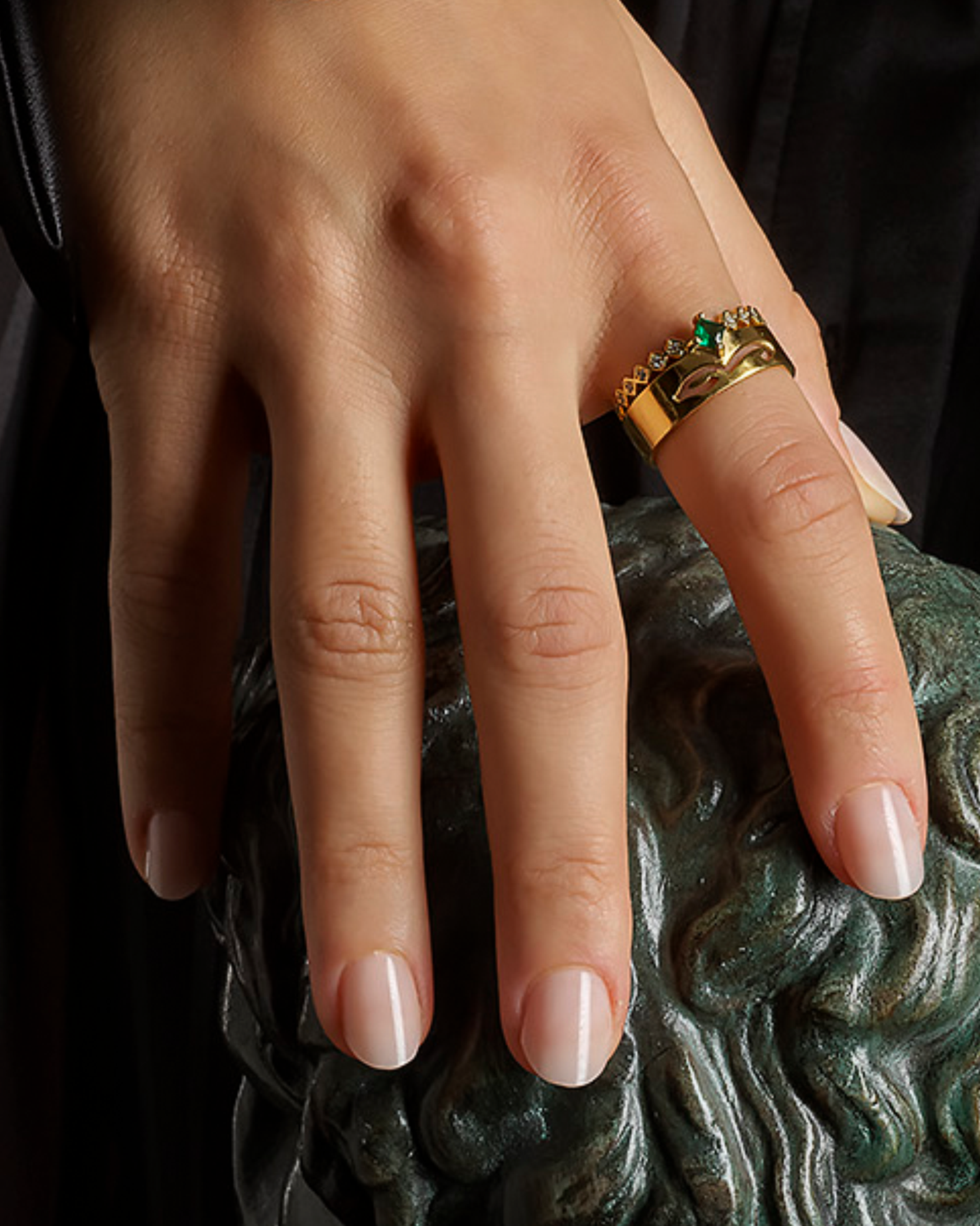Hubb/Love Emerald Stacked Ring Set