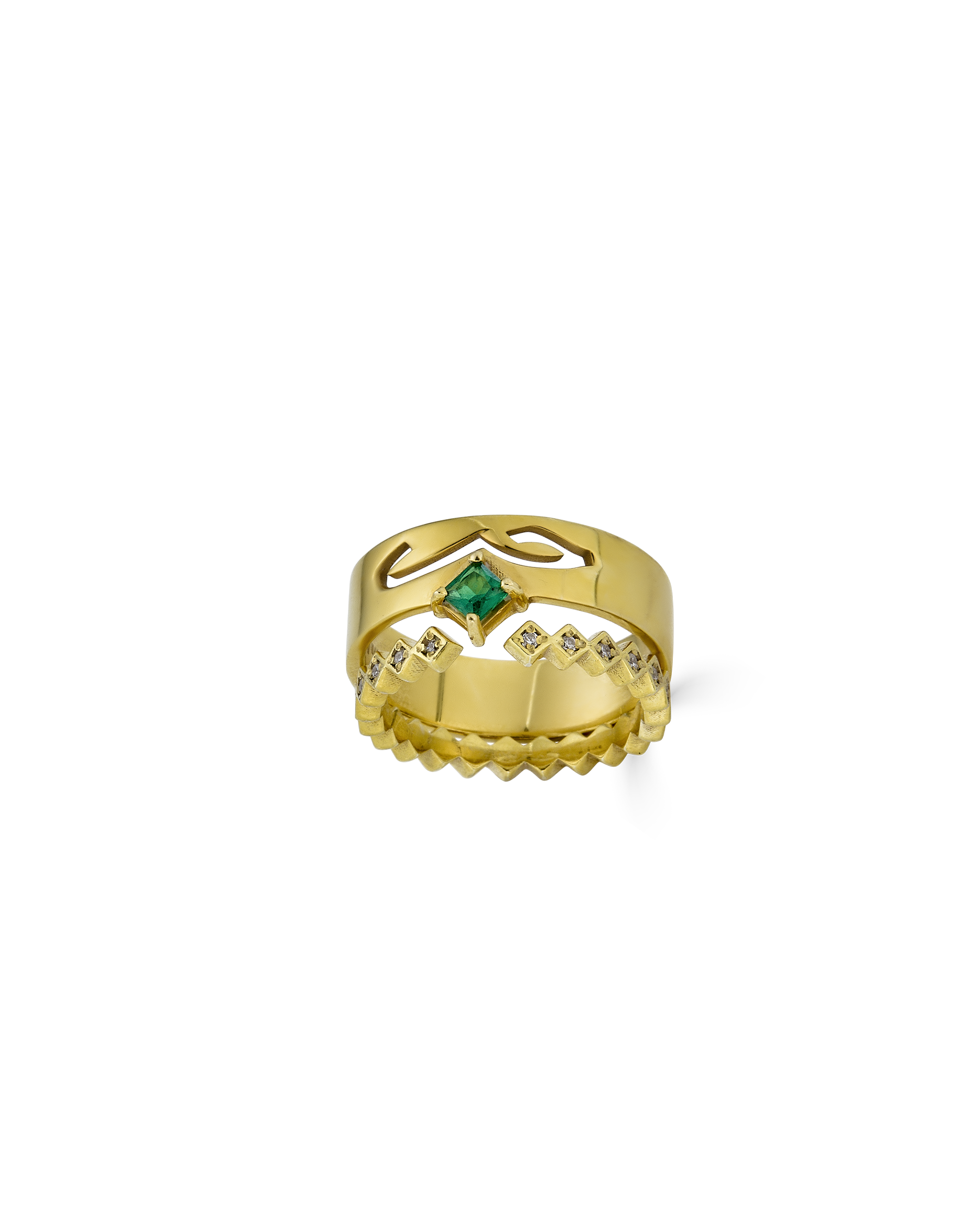 Hubb/Love Emerald Stacked Ring Set
