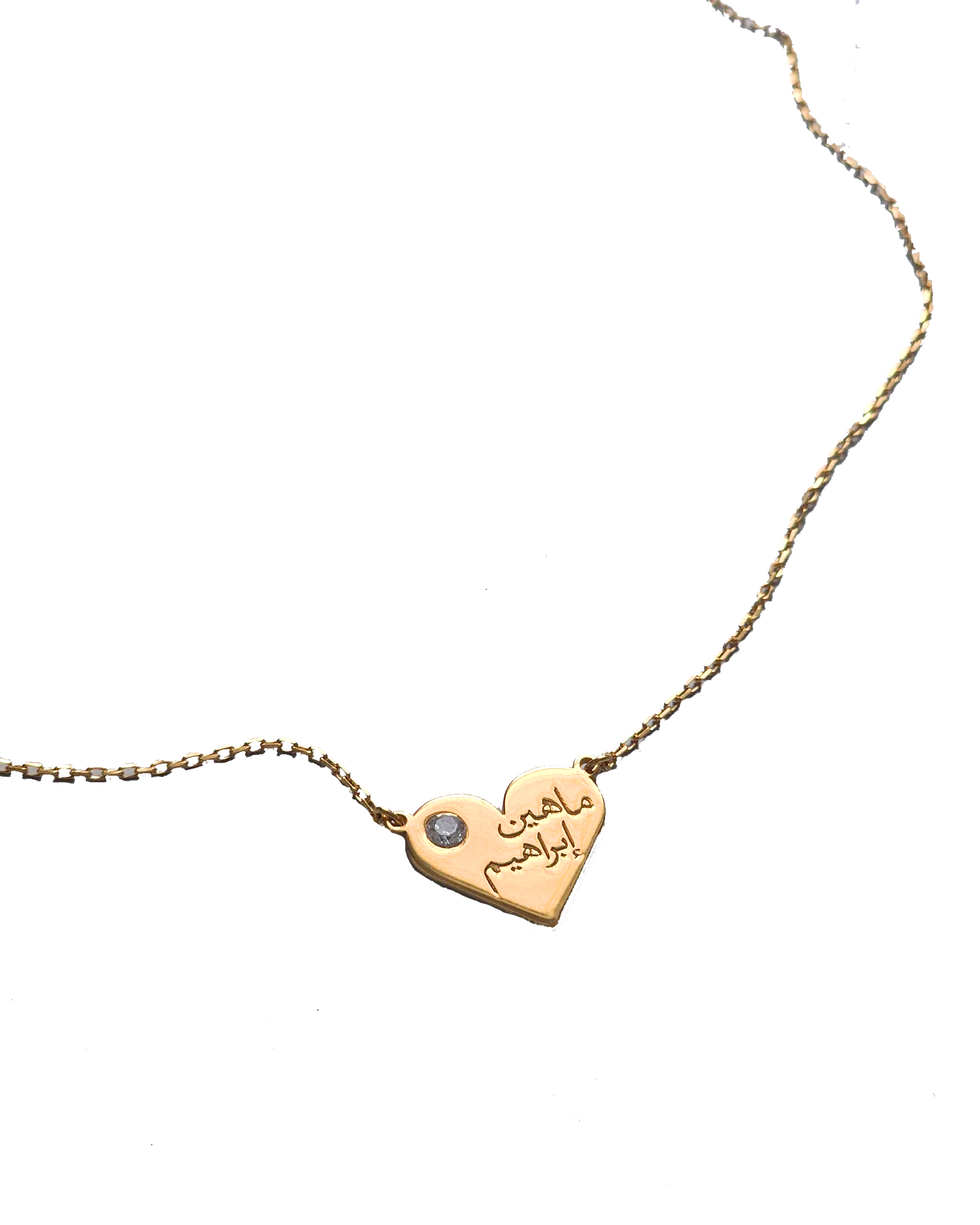Personalized Birthstone Heart Pendant with Arabic Names
